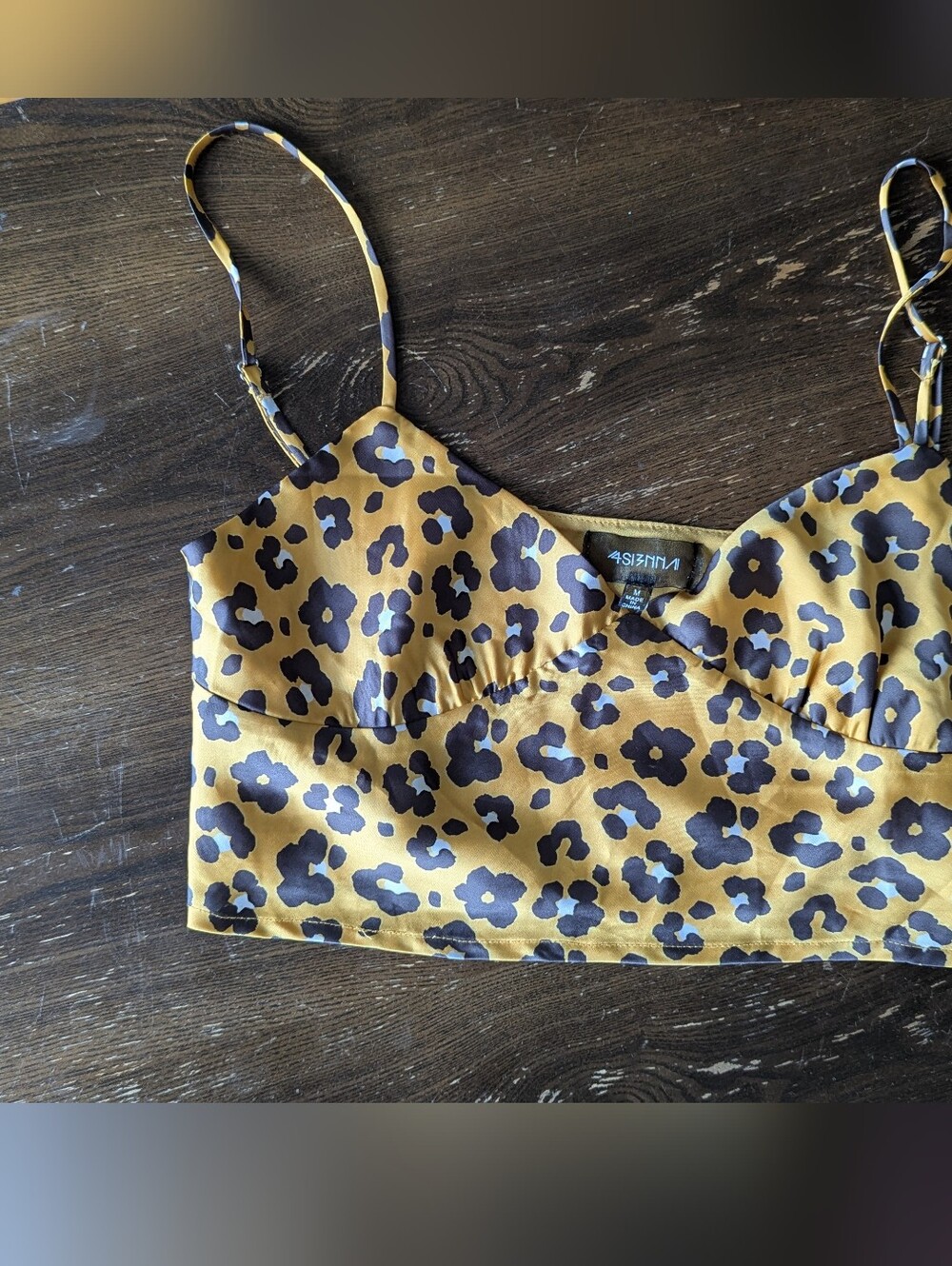 Urbain Outfitters Leopard Satin Cami with Adjustable Straps